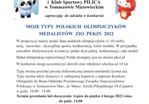 Zapraszamy do udziału w konkursie dot. wytypowania medalistów spośród polskich olimpijczyków na igrzyskach w Pekinie